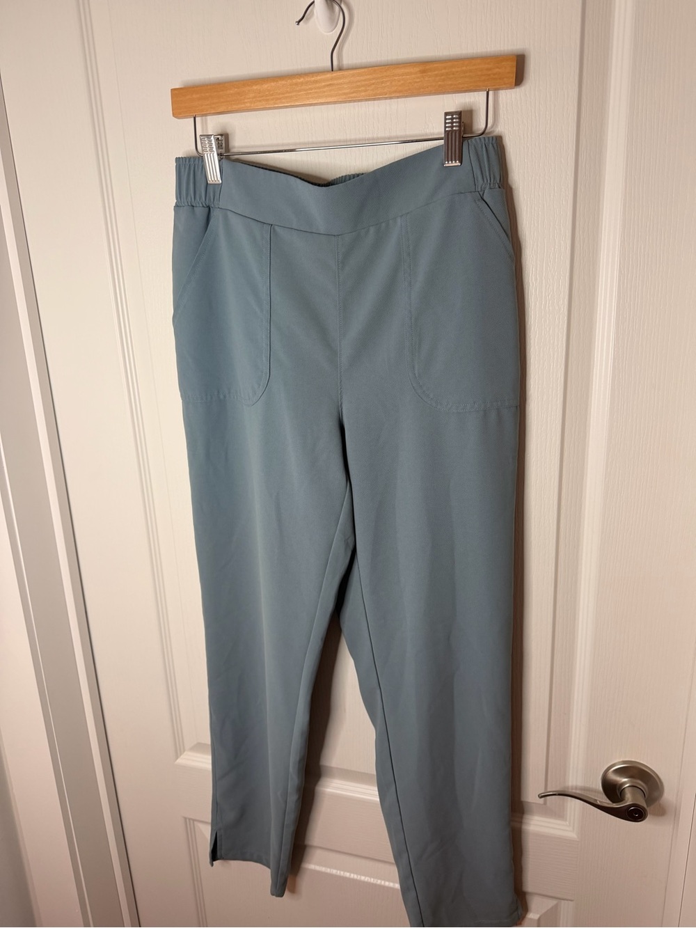 Straight-Leg Pull-On Pants in Dusty Blue